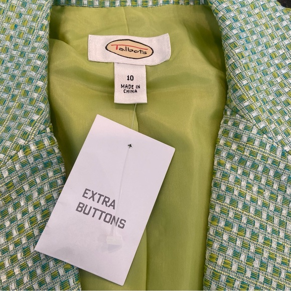 Talbots Green Tweed Boucle Blazer Jacket Size 10 Single Button NWOT - Picture 9 of 12